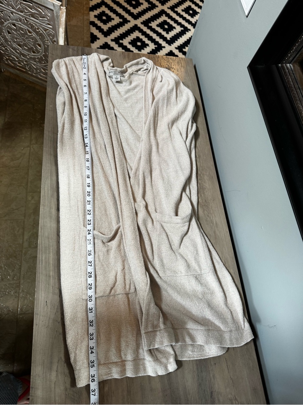 Barefoot Dreams Light Cream Open-Front Lounge Vest with Pockets - Picture 5 of 6